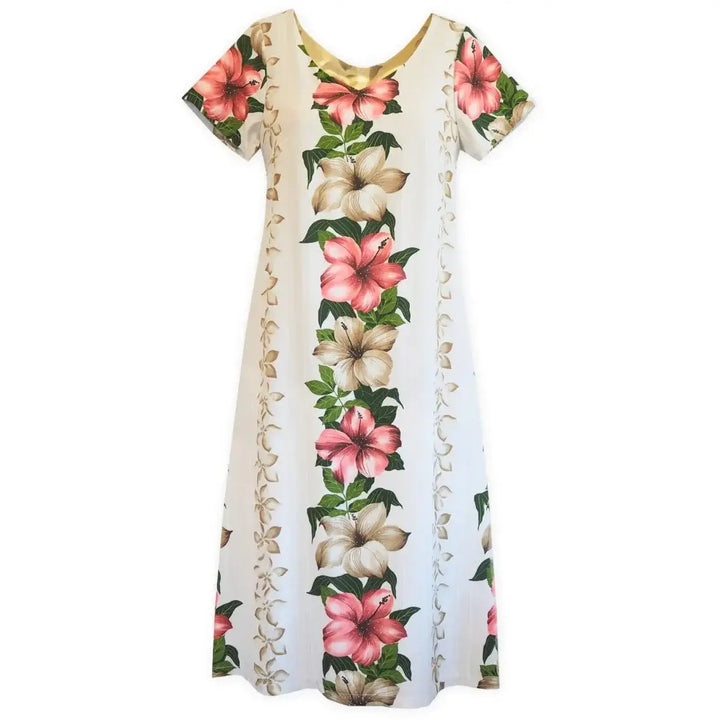 Vintage Aloha Cream Nalani Hawaiian Dress Made in Hawaii