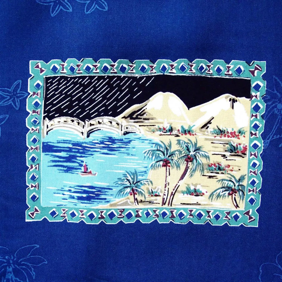 Vintage Portraits Blue Hawaiian Rayon Shirt - Made in Hawaii