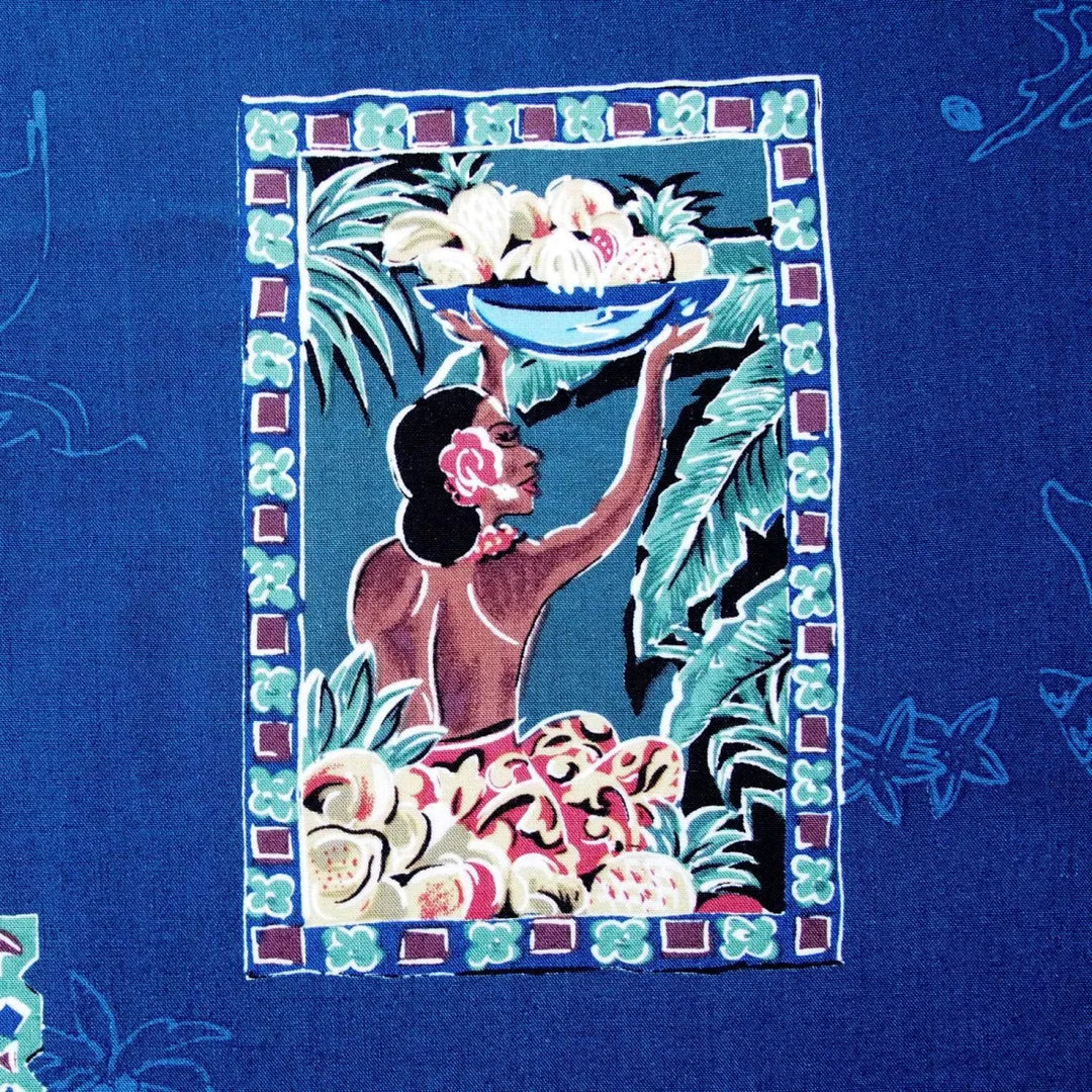 Vintage Portraits Blue Hawaiian Rayon Shirt - Made in Hawaii