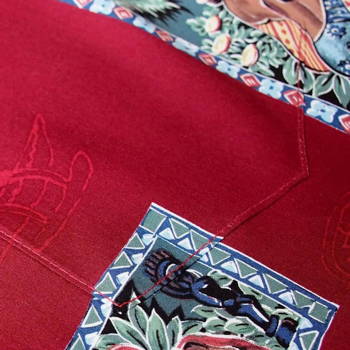 Vintage Portraits Red Hawaiian Rayon Shirt - Made in Hawaii