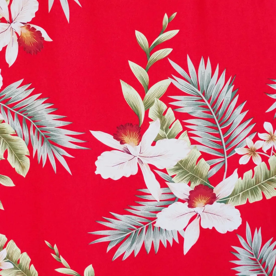 Volcanic Red Hawaiian Rayon Fabric by the Yard - Made in Hawaii