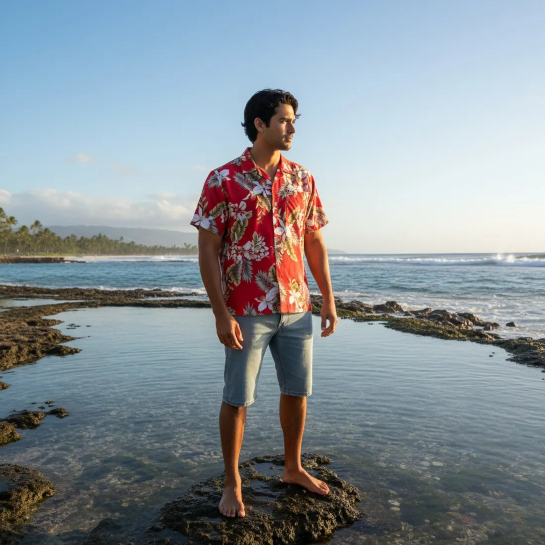 Volcanic Red Hawaiian Rayon Shirt - Made in Hawaii