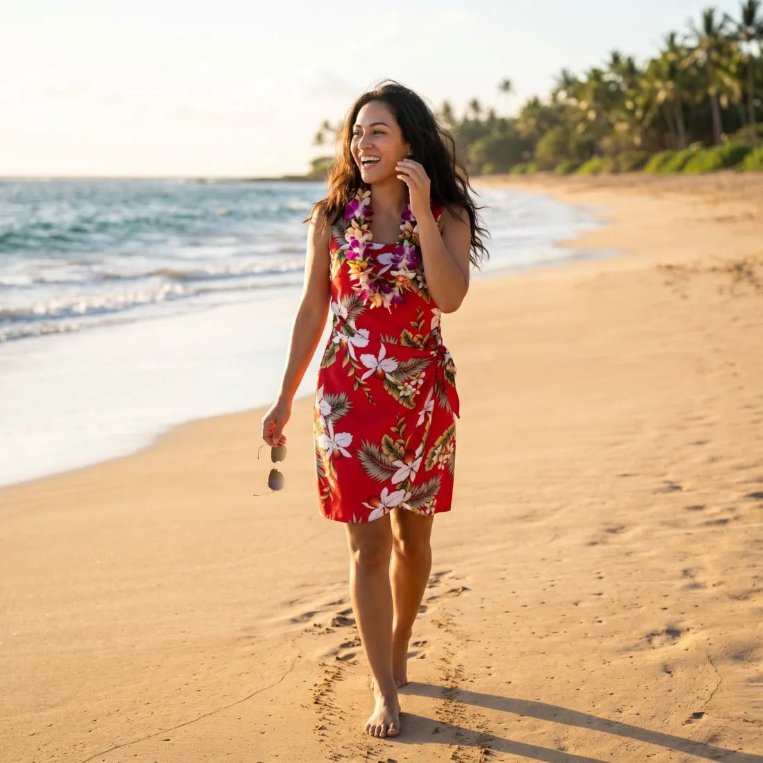 Volcanic Red Honi Hawaiian Dress - Made in Hawaii