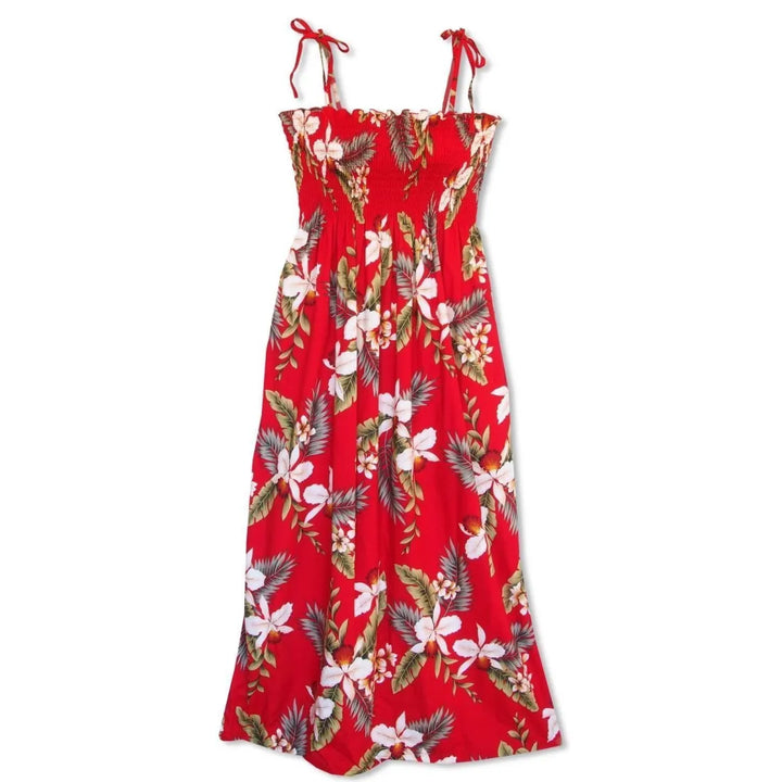 Volcanic Red Maxi Hawaiian Dress - Made in Hawaii