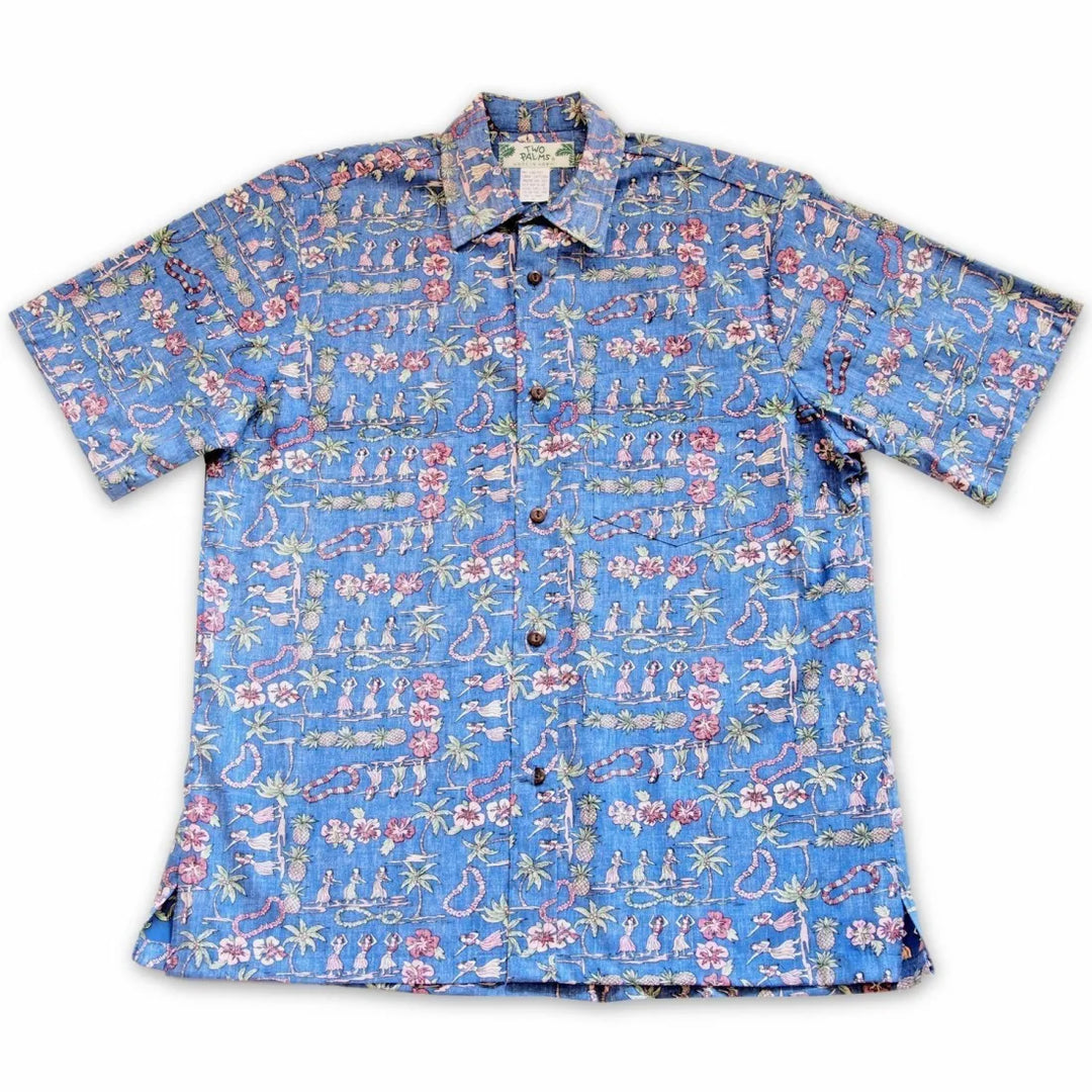 Waikiki Blue Hawaiian Reverse Shirt - Made in Hawaii