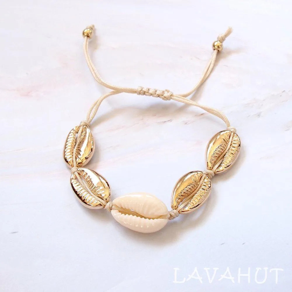 Waikiki Cowry Gold Hawaiian Bracelet - Made in Hawaii