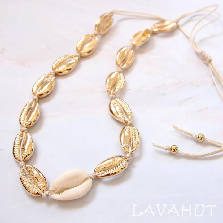 Waikiki Cowry Gold Hawaiian Necklace - Made in Hawaii