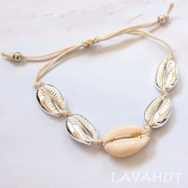 Waikiki Cowry Silver Hawaiian Bracelet - Made in Hawaii