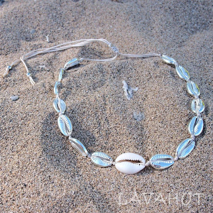 Waikiki Cowry Silver Hawaiian Necklace - Made in Hawaii