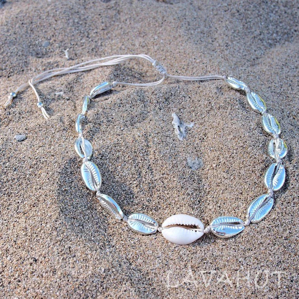 Waikiki Cowry Silver Hawaiian Necklace - Made In Hawaii