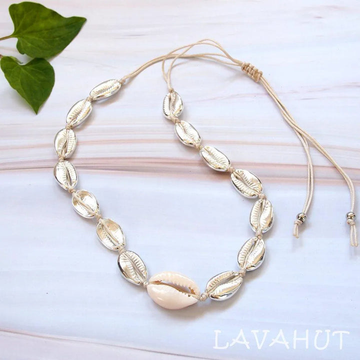 Waikiki Cowry Silver Hawaiian Necklace - Made in Hawaii