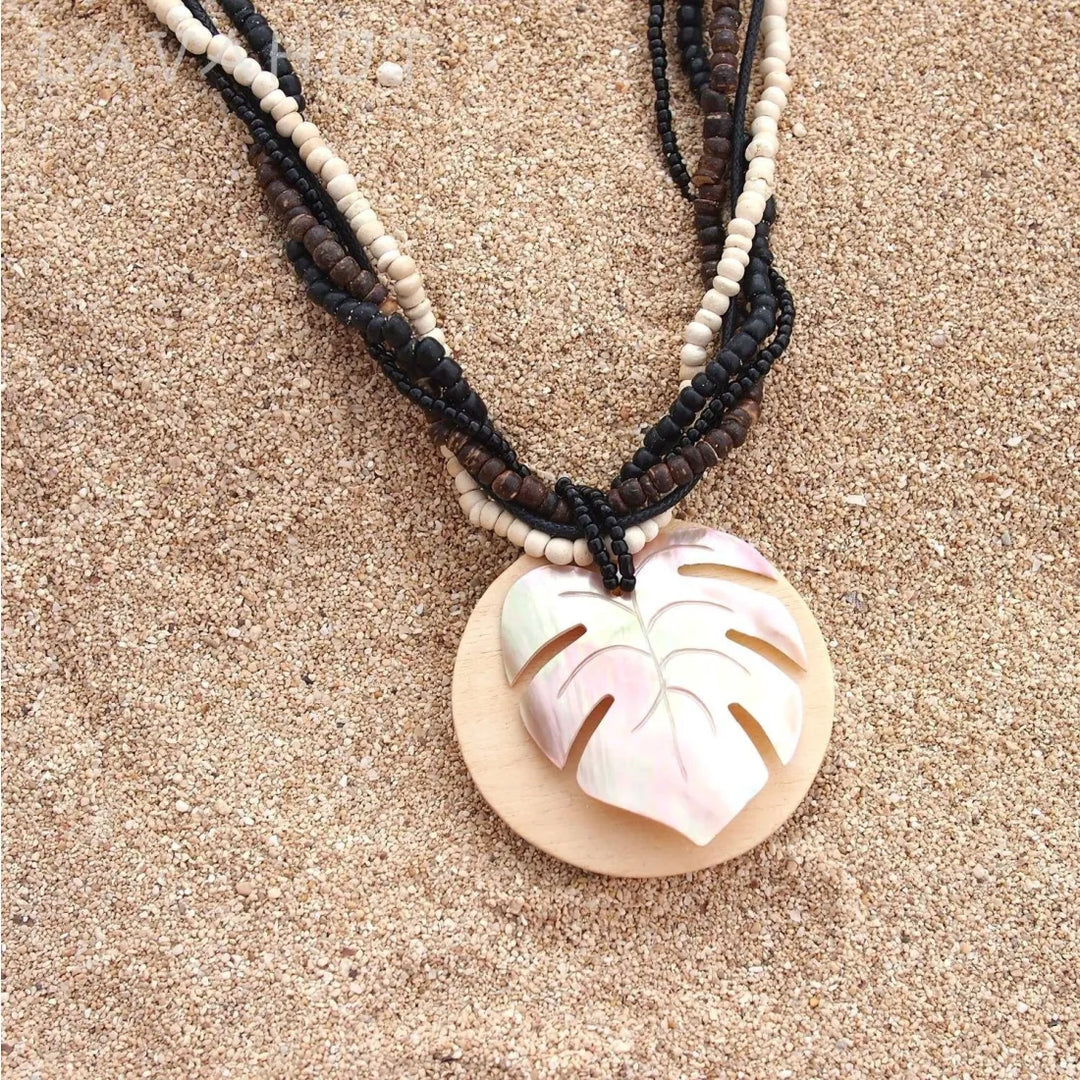 Waikiki Monstera Leaf Hawaiian Necklace - Made in Hawaii