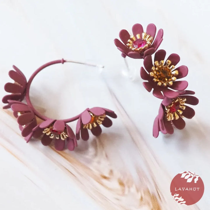 Whimsical Purple Hoop Earrings - Made in Hawaii