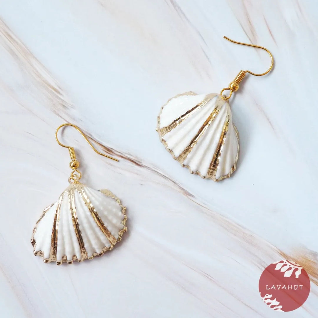 White Ark Seashell Drop Earrings - Made in Hawaii