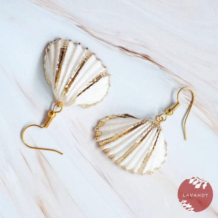 White Ark Seashell Drop Earrings - Made in Hawaii