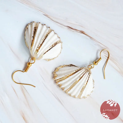 White Ark Seashell Drop Earrings - Made In Hawaii
