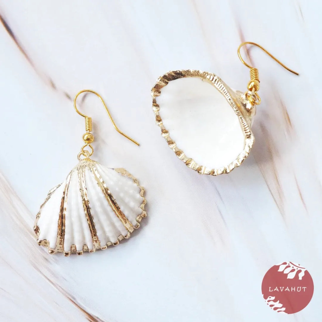 White Ark Seashell Drop Earrings - Made in Hawaii