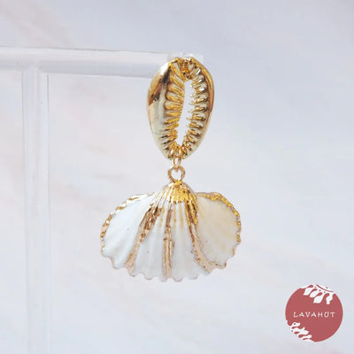 White Ark Seashell Post Earrings - Made In Hawaii
