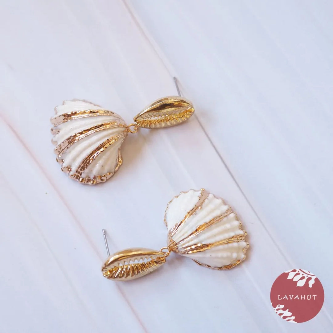 White Ark Seashell Post Earrings - Made in Hawaii