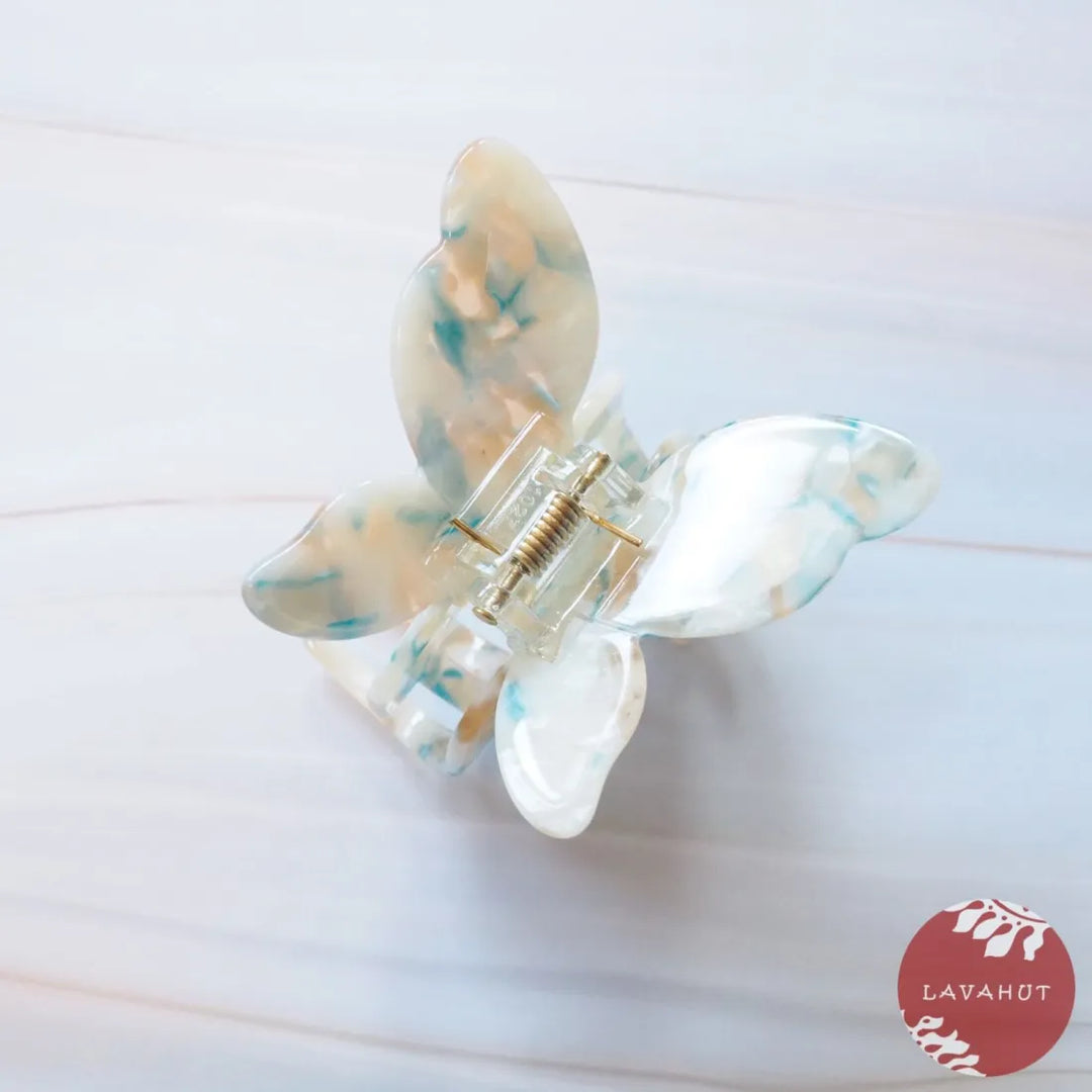 White Butterfly Hawaiian Hair Claw - Made in Hawaii