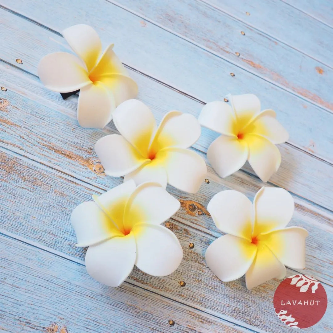 White Lucky Plumeria Flower Hair Clip - Made in Hawaii