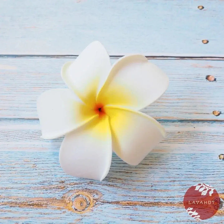 White Lucky Plumeria Flower Hair Clip - Made in Hawaii