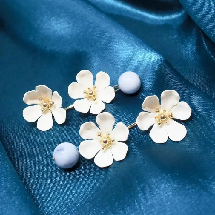 White Marble Garden Duet Earrings - Made in Hawaii
