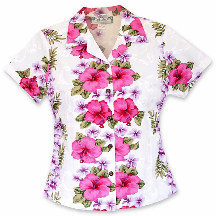 White Mist Lady’s Hawaiian Cotton Blouse - Made in Hawaii