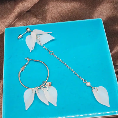 White Petals Asymmetric Earrings - Made In Hawaii