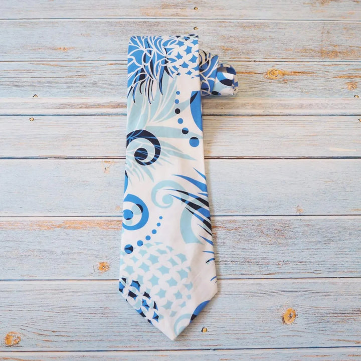 White Pineapple Swirl Hawaiian Necktie - Made in Hawaii