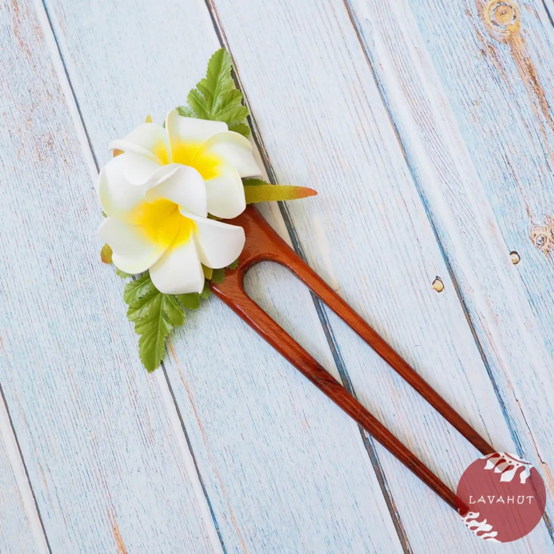 White Plumeria Hair Bun Stick - Made in Hawaii