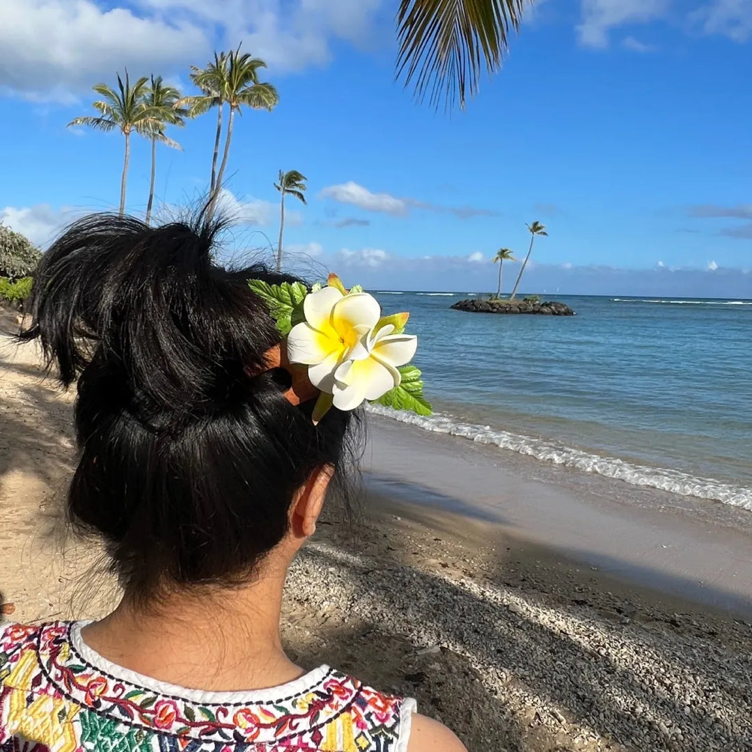 White Plumeria Hair Bun Stick - Made in Hawaii