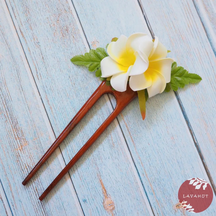 White Plumeria Hair Bun Stick - Made in Hawaii