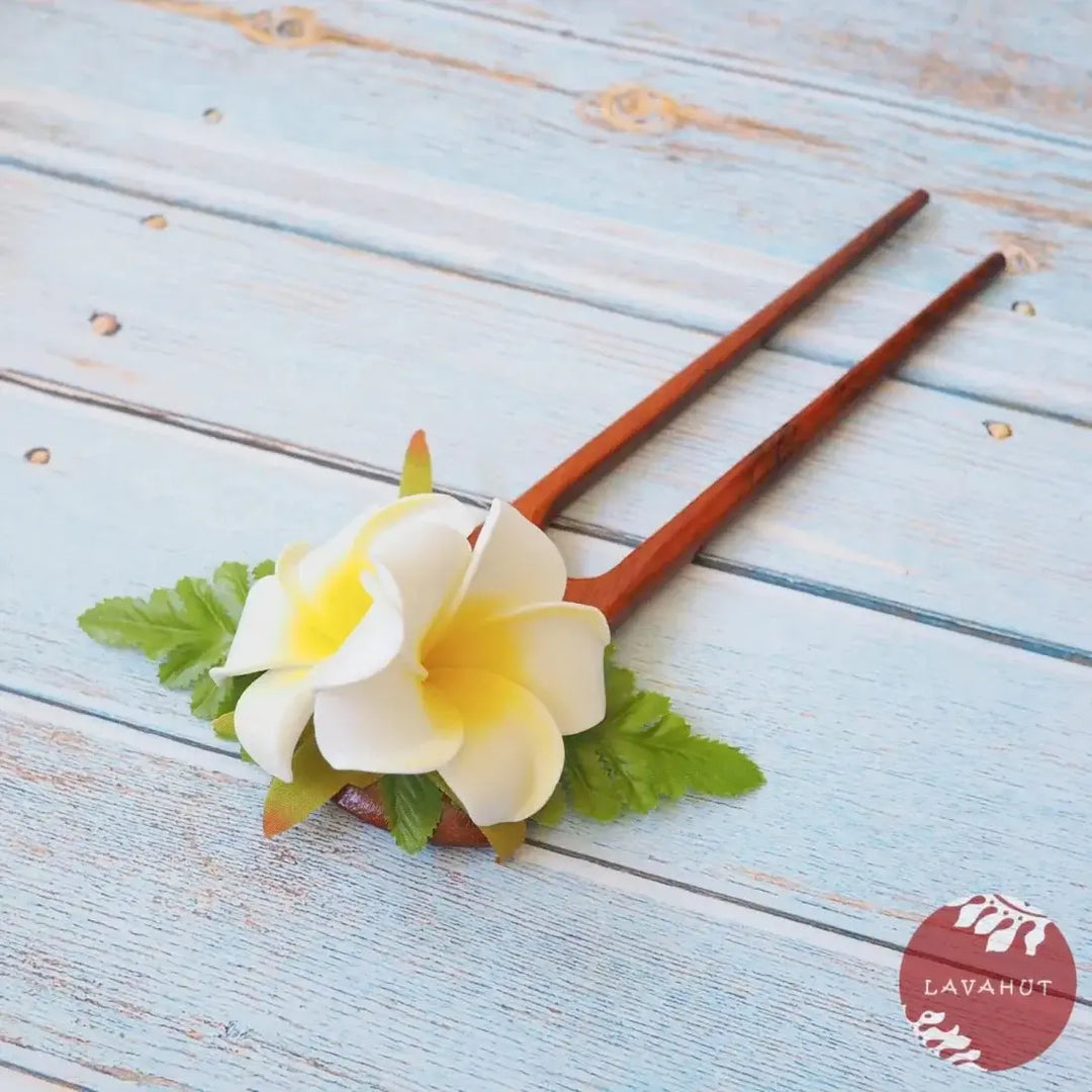 White Plumeria Hair Bun Stick - Made in Hawaii