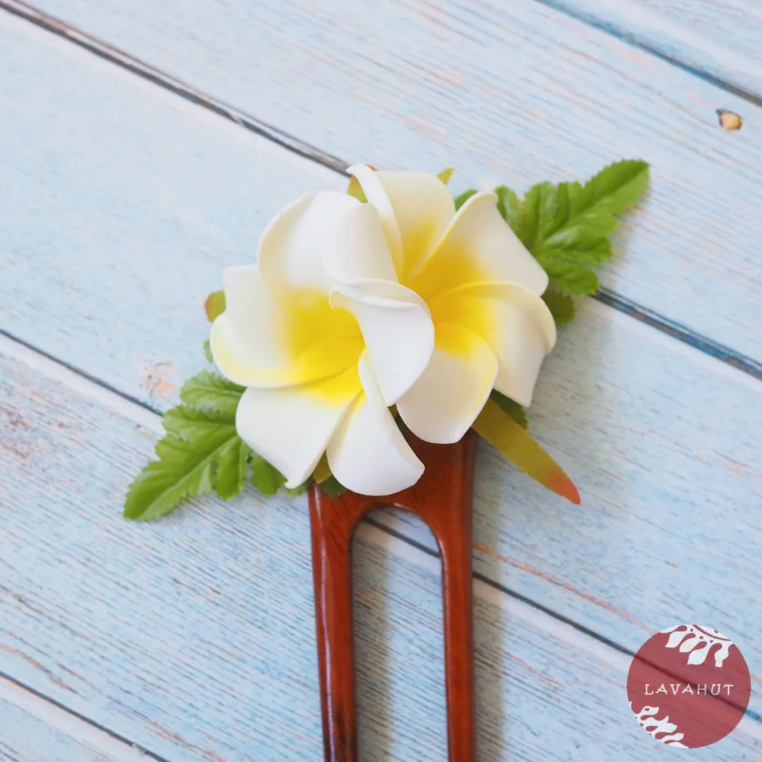 White Plumeria Hair Bun Stick - Made in Hawaii