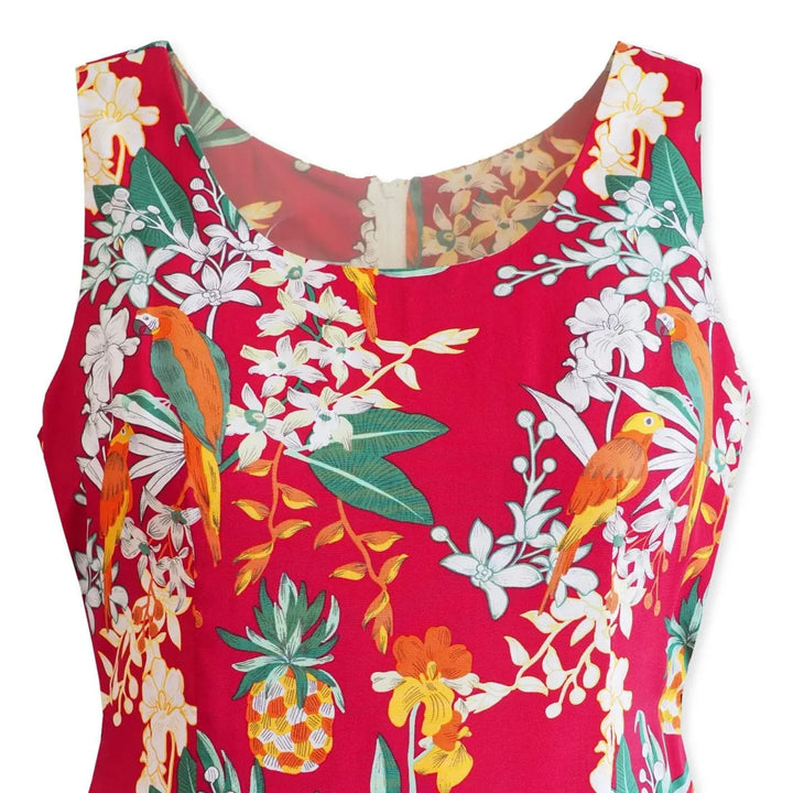 Wild Parrots Red Short Hawaiian Tank Dress - Made in Hawaii