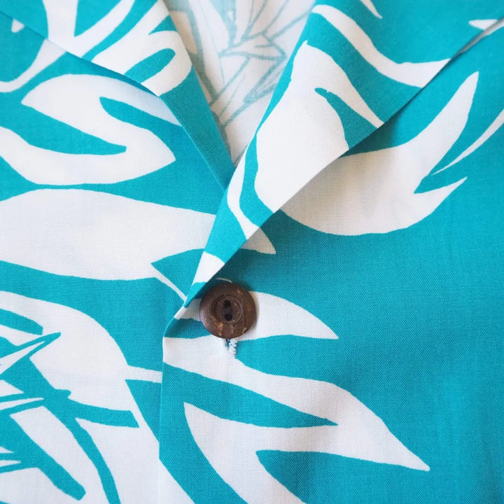 Wild Pineapple Aqua Hawaiian Rayon Shirt - Made in Hawaii