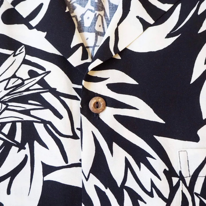 Wild Pineapple Black Hawaiian Rayon Shirt - Made in Hawaii