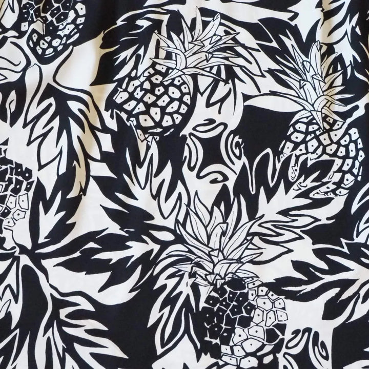 Wild Pineapple Black Hawaiian Rayon Shirt - Made in Hawaii