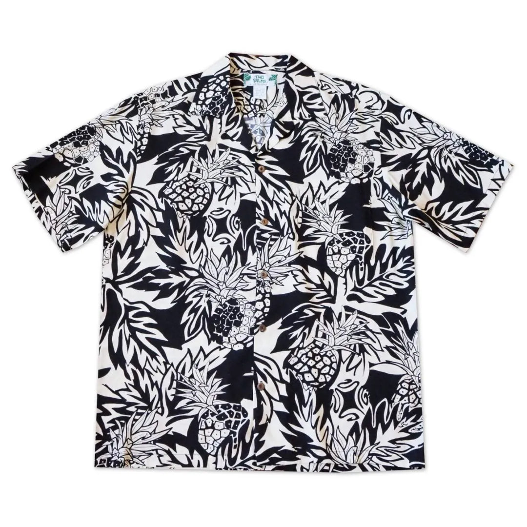 Wild Pineapple Black Hawaiian Rayon Shirt - Made in Hawaii