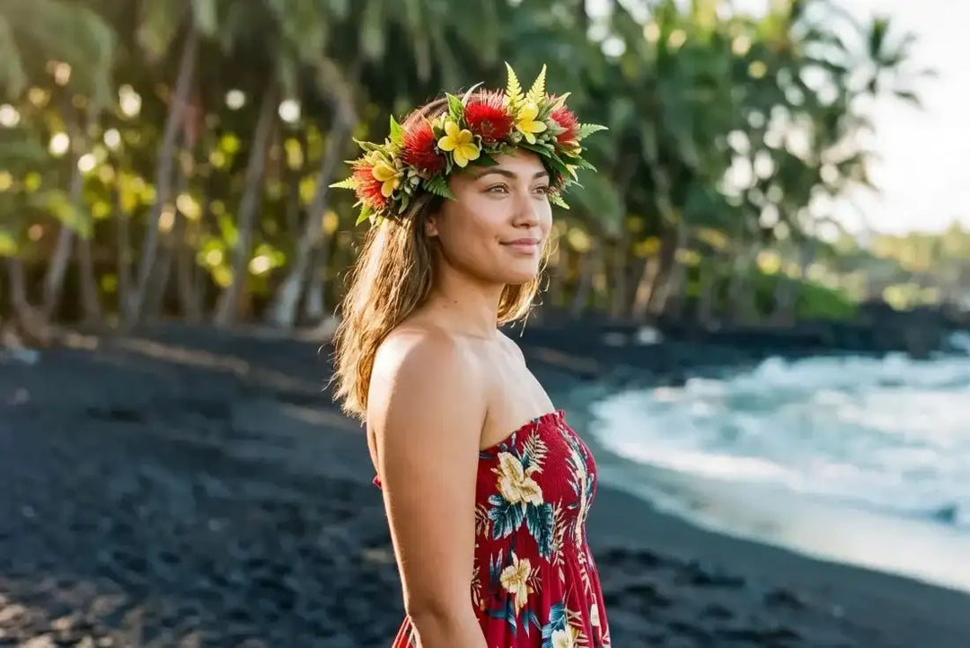 Midnight Maroon Moonkiss Hawaiian Dress - Made in Hawaii