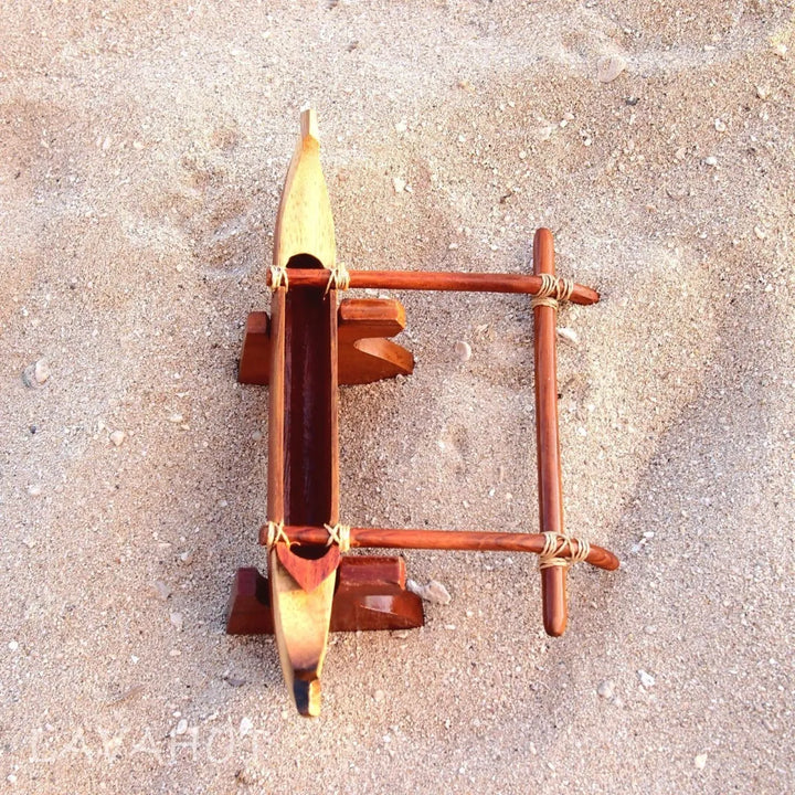 Wooden Outrigger Canoe with Stand - Made in Hawaii