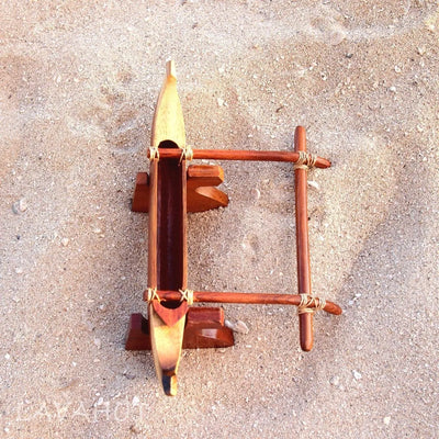 Wooden Outrigger Canoe With Stand - Made In Hawaii
