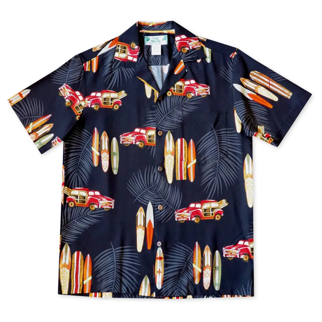 Woody Cruiser Black Hawaiian Rayon Shirt - Made In Hawaii