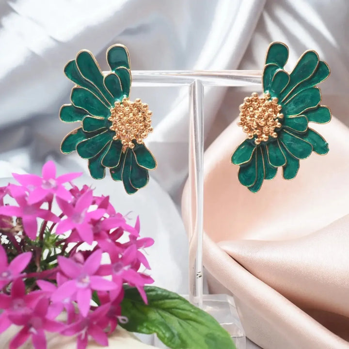 Wow Green Flower Earrings - Made in Hawaii