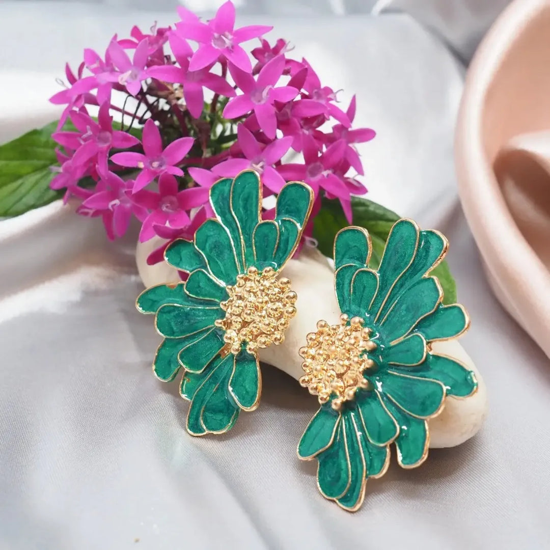 Wow Green Flower Earrings - Made in Hawaii