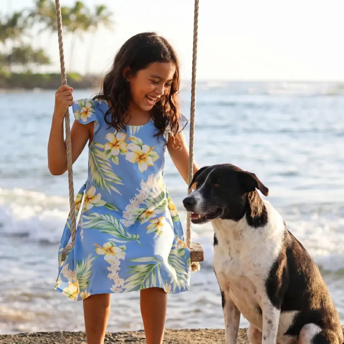Atoll Blue Hawaiian Girl Rayon Dress - Made in Hawaii