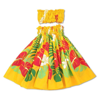 Sweetie Yellow Girl’s Pau Hawaiian Hula Skirt Set - Girl’s Pau Hula Skirt
