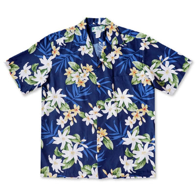 Tiare Fun Navy Blue Hawaiian Cotton Shirt - s / Navy Blue - Men’s Shirts